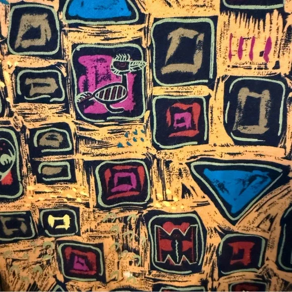Vintage Anne Pinkerton Abstract Tribal Geometric Cotton Top Made in Japan Size M - Picture 6 of 11